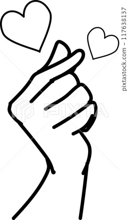 Finger heart_Flat vector illustration Line only Finger heart_Flat vector illustration Line only 117638137