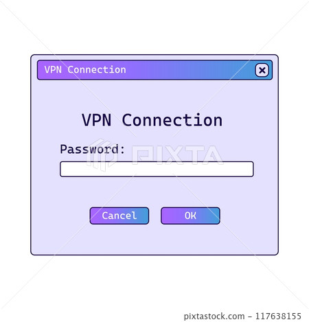 Vpn connection window with gradient. Registration panel in old style. Vpn connection window with gradient. Registration panel in old style. 117638155