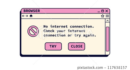 No internet connection window in retro style. No internet connection window in retro style. 117638157