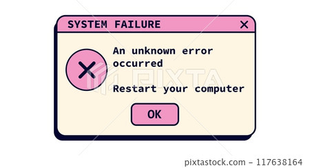 System failure retro message with text. 117638164