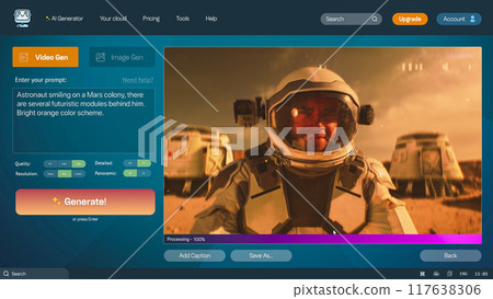 AI assistant generate detailed high-quality video: Astronaut on Mars colony 117638306