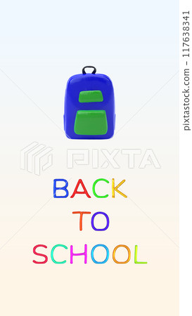 Vertical Back to School Poster with Blue Backpack 117638341