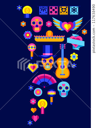 Day of the Dead greeting card. Dia de los muertos. Mexican celebration. 117638490
