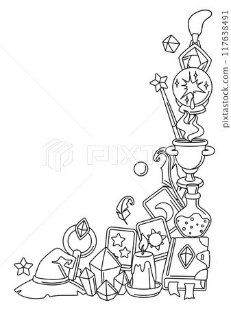 Background with magic items. Witchcraft alchemy mystery elements. Background with magic items. Witchcraft alchemy mystery elements. 117638491