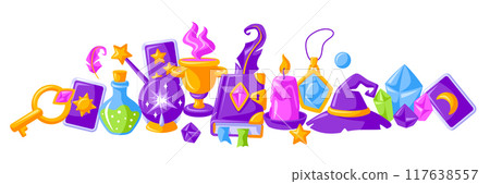 Background with magic items. Witchcraft alchemy mystery elements. Background with magic items. Witchcraft alchemy mystery elements. 117638557