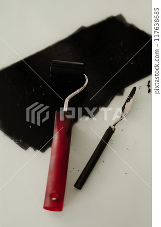 Handtools for printing work on desk 117638685