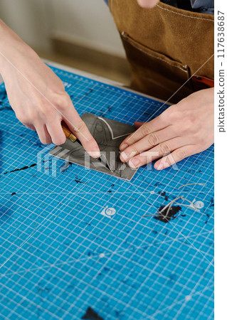 Artisan cutting out pattern for printing Artisan cutting out pattern for printing 117638687