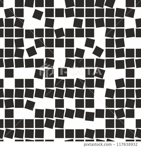 Pixel Background, Abstract Geometric Black and White Vector Art, Irregular Tangled Shapes Design, Random Order Digital Camouflage Seamless Chaotic Squares Pattern. Irregular squares. 117638932