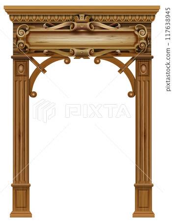 Classic wooden arch and pillars background 117638945