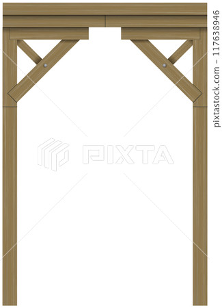 Classic wooden arch and pillars background 117638946