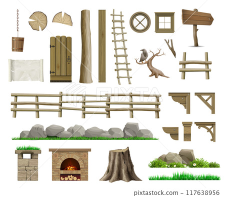 Set of textures of wooden classic parts 117638956
