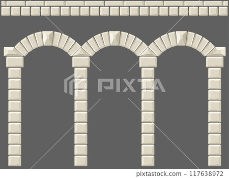 Antique white colonnade with Ionic columns 117638972