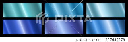 Blue metallic gradient with a frame on a black background. A pattern with a shiny metallic gradient. 117639579