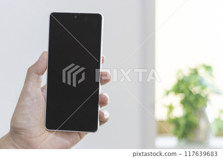 Man's hand holding a smartphone (30s, Japanese) Man's hand holding a smartphone (30s, Japanese) 117639683