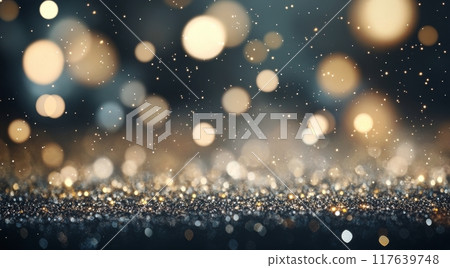 Soft golden bokeh lights shining against a dark background Soft golden bokeh lights shining against a dark background 117639748