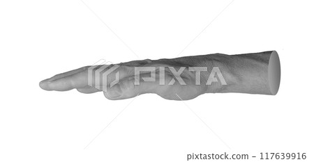Showing limit of height, gesture, hand sign isolated on white background. 117639916