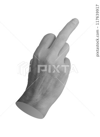 Rude gesture, fuck off symbol with middle finger, hand sign isolated on white background 117639917
