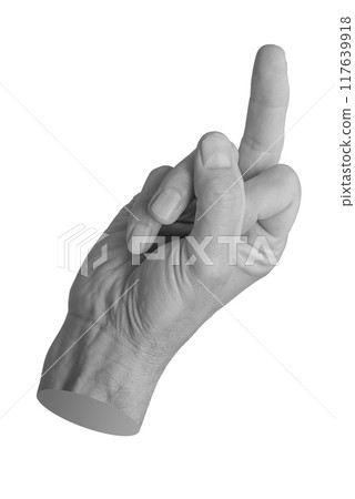 Rude gesture, fuck off symbol with middle finger, hand sign isolated on white background 117639918