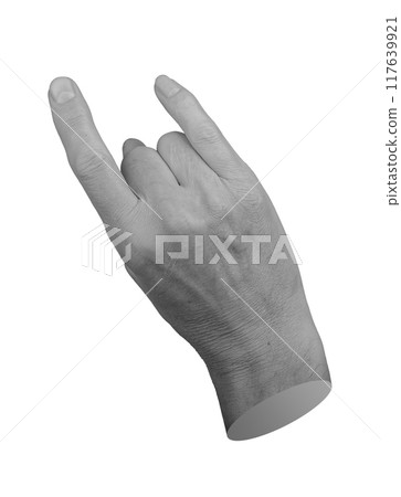 Rock fingers, horns, hand gesture, sign isolated on white background.. Rock fingers, horns, hand gesture, sign isolated on white background.. 117639921