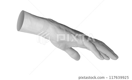 Reaching, catching, stretching to something, touching down. hand sign isolated on white background 117639925