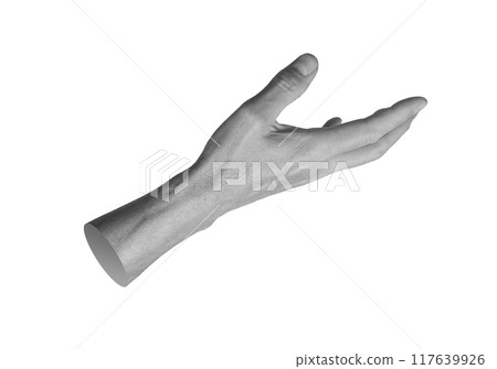 Reaching, catching, stretching and touching. hand sign isolated on white background 117639926
