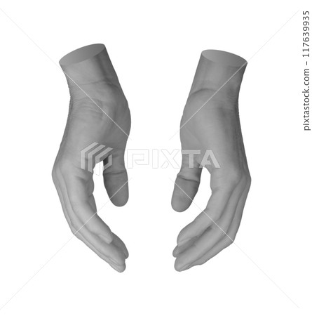 Holding, keeping, caring and touching with both two palms, hand sign isolated on white background Holding, keeping, caring and touching with both two palms, hand sign isolated on white background 117639935