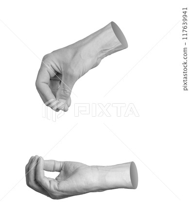 Hands giving, and palm taking and getting isolated on white background. Hands giving, and palm taking and getting isolated on white background. 117639941
