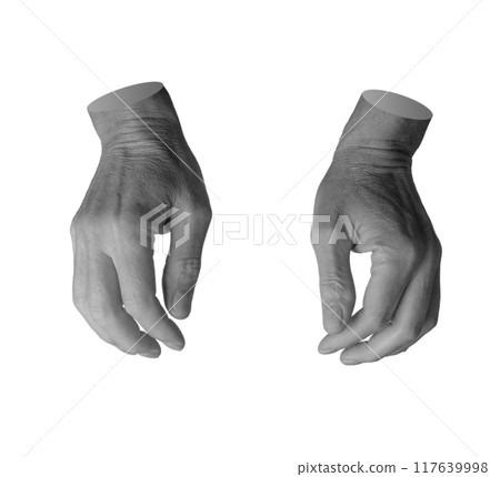 Catching, seizing, gripping, taking with both two hands isolated on white background Catching, seizing, gripping, taking with both two hands isolated on white background 117639998