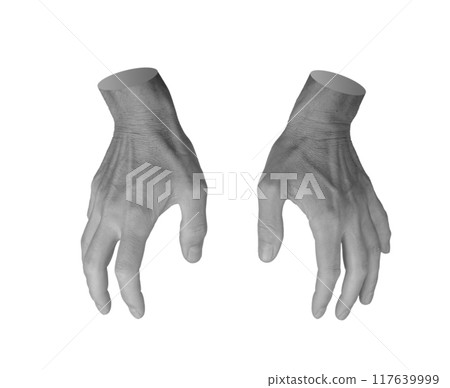 Catching, gripping, taking with both two hands isolated on white background Catching, gripping, taking with both two hands isolated on white background 117639999