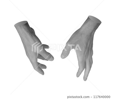 Catching, grabbing, taking with both two hands isolated on white background 117640000
