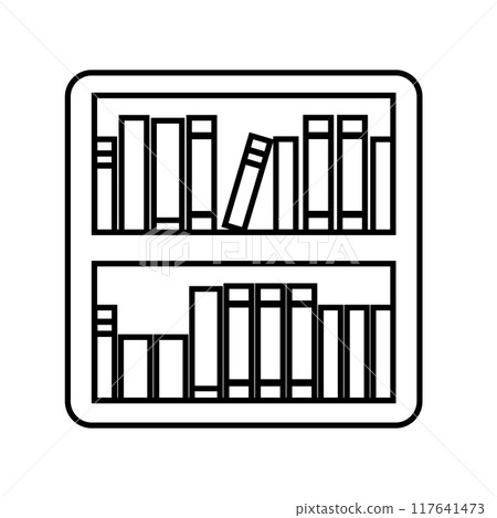 簡單的書架線描圖標 117641473