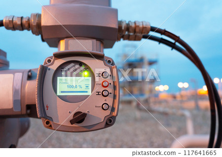 Electric drive screen with indication of the valve status in the open position. Electric drive screen with indication of the valve status in the open position. 117641665