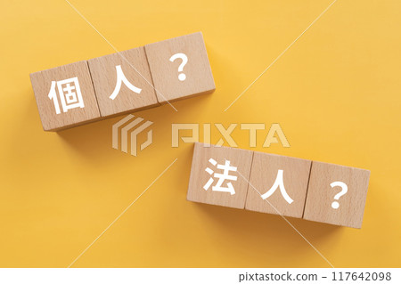 A block with the words "individual?" "corporation?" A block with the words "individual?" "corporation?" 117642098