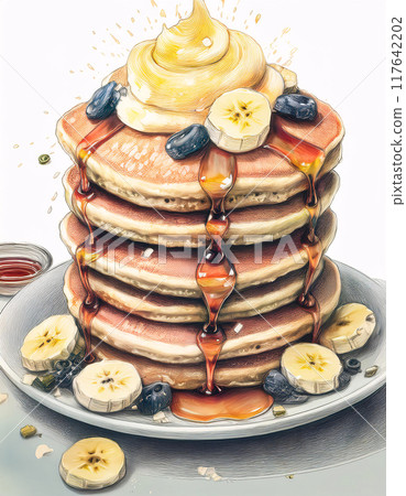 Vibrant digital art of a dessert, blending realism with AI imagination 117642202