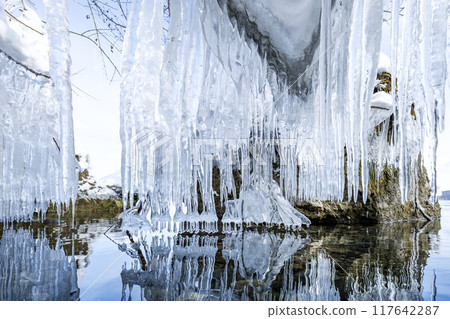 Ice formations, Lake Shikotsu, Chitose City 117642287