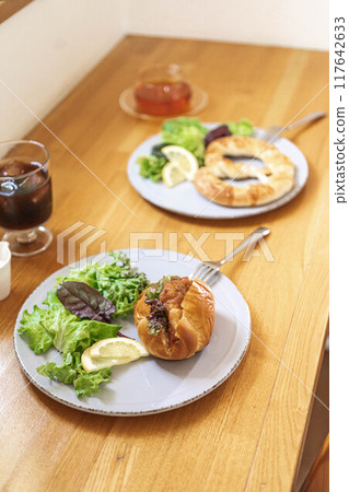 Meals lined up at the table Meals lined up at the table 117642633