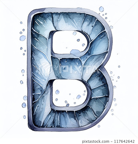 Frozen letter B intricately adorned with ice crystals Frozen letter B intricately adorned with ice crystals 117642642