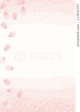 A gentle pink Japanese-style background illustration with cherry blossom petals falling A gentle pink Japanese-style background illustration with cherry blossom petals falling 117642747