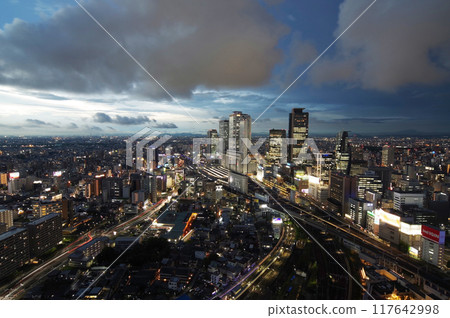 <<Cityscape>> Panorama of the area around Nagoya Station during magic hour <<Cityscape>> Panorama of the area around Nagoya Station during magic hour 117642998