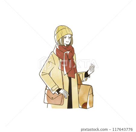 Woman traveling in winter 117643776