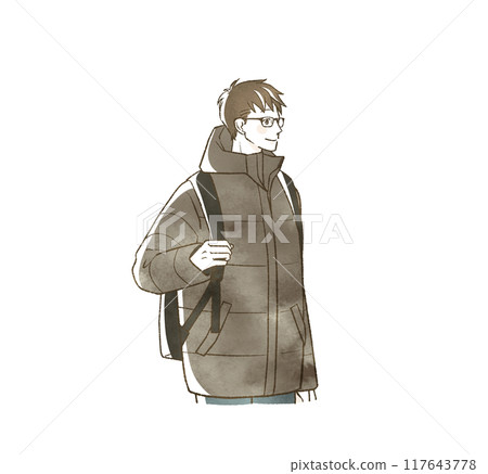Smiling man carrying a backpack 117643778