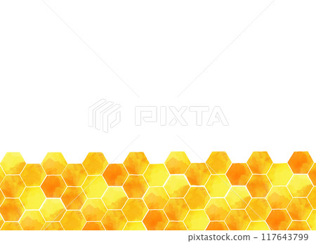 Watercolor honeycomb pattern illustration 117643799