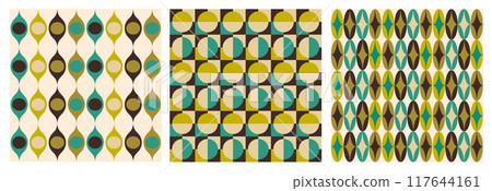 Collection of  geometric retro 70s style background illustration 117644161