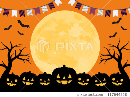 Halloween frame pumpkin and moon background 15 orange Halloween frame pumpkin and moon background 15 orange 117644238