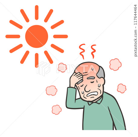 老人天熱出汗,中暑了 老人天熱出汗,中暑了 117644464