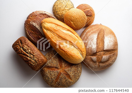 lots of bread lined up 117644540
