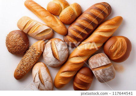 lots of bread lined up 117644541