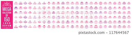 Mega collection of 150 Florist Logo design vector illustration. can also be used for labels 117644567