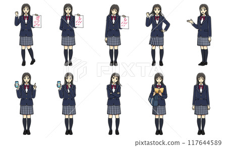 Blazer high school girl full body pose set 3 Blazer high school girl full body pose set 3 117644589