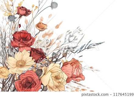 美麗的乾燥花花束 117645199